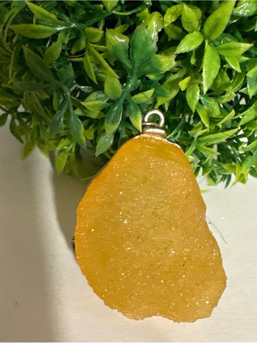 Yellow Druzy Stone Pendant Necklace - Unbranded